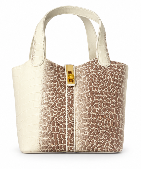 7957B99D-EFDC-4062-A8E0-7914CB3FB823 Crocodile-Embossed Leather Tote bag-beige & Brown
